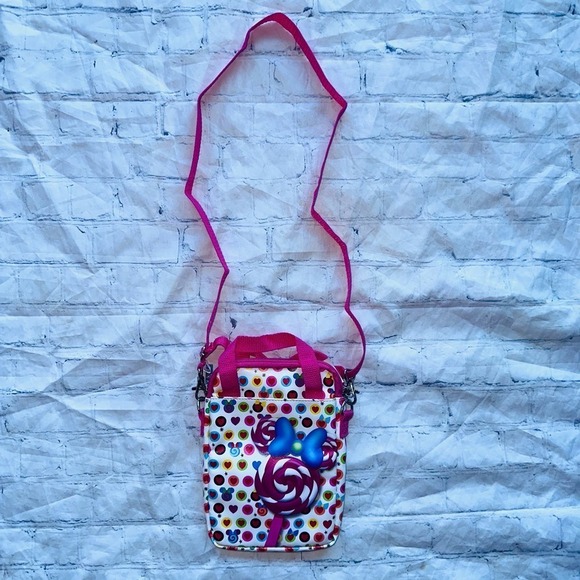 RARE New Disney Tech Minnie Mouse Pink Candy Purse Tablet Phone Crossbody - Picture 2 of 8